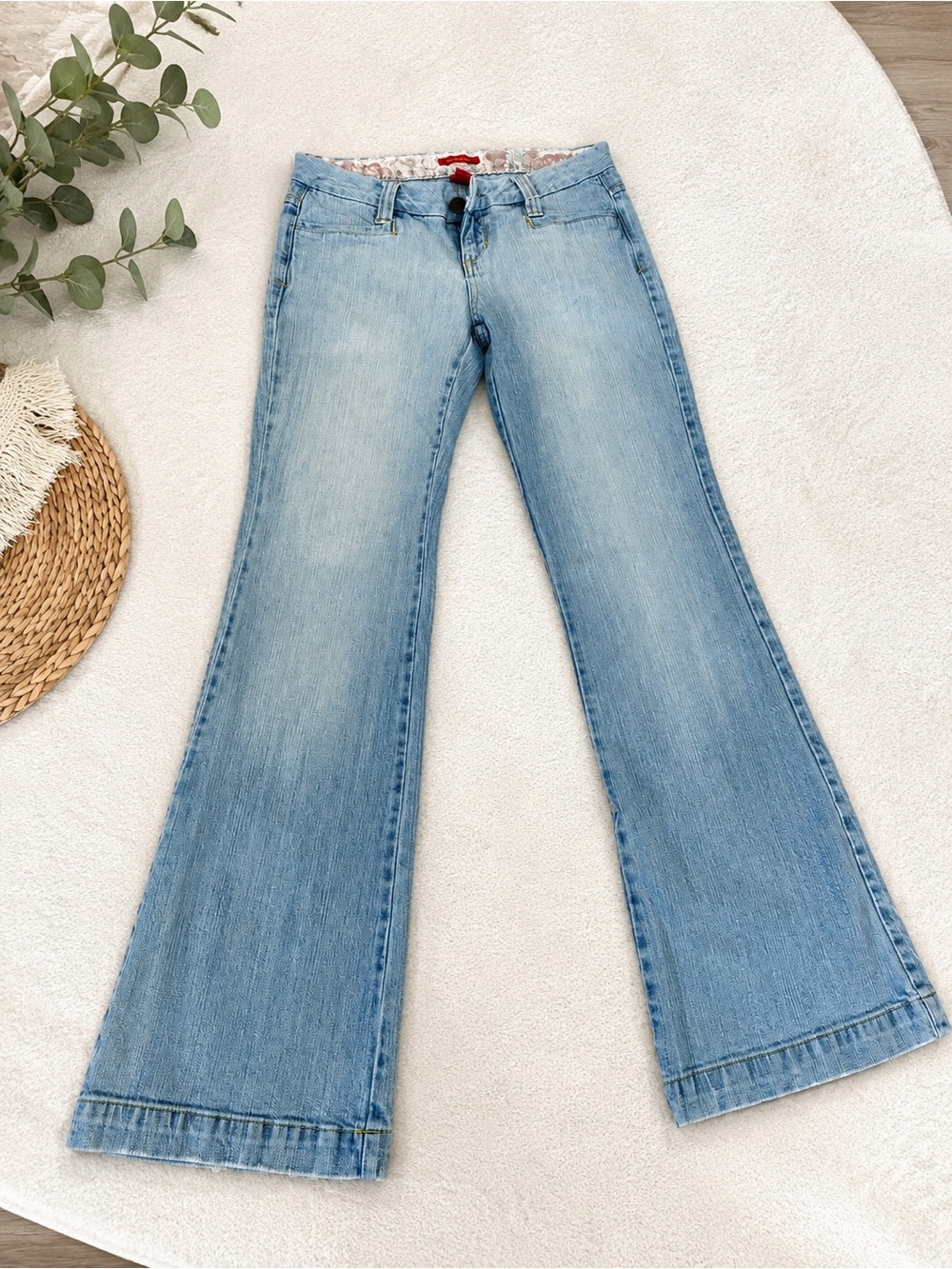 Size 5 Blue Asphalt Y2K Light Wash Low Rise Flare Jeans